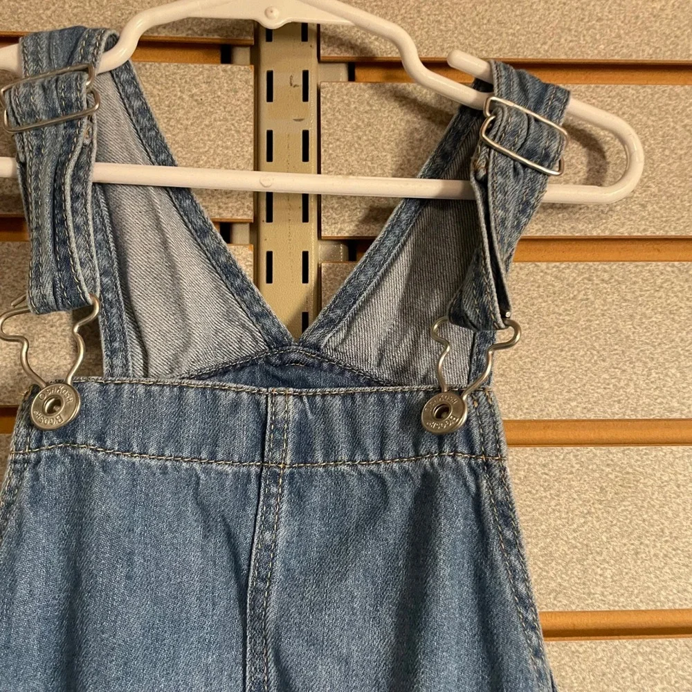 OshKosh‎ Bgosh Girls Blue Denim Vestbak Jumper Dress Sz 10 Medium Wash Tie Waist